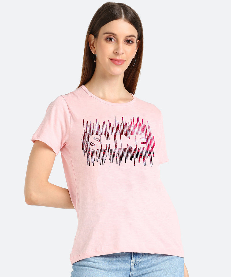 Women's Sequin Motifs Embellished cotton T-shirt