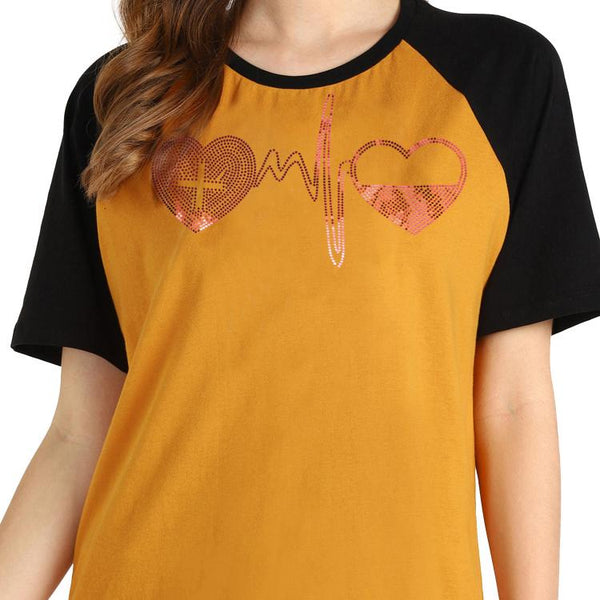 Women's Sequins Motifs Embellished Cotton T-shirt