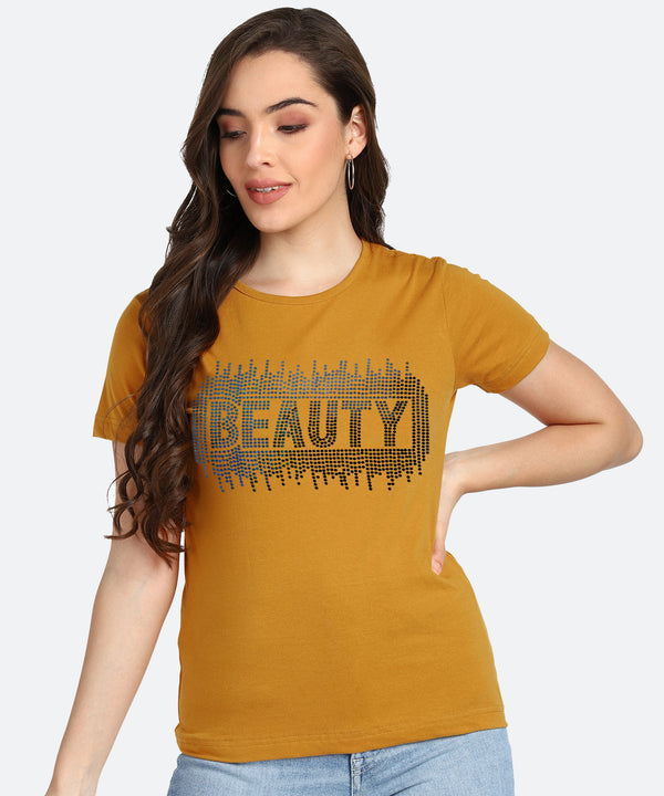 Women's Sequins Motifs Embellished Cotton T-shirt