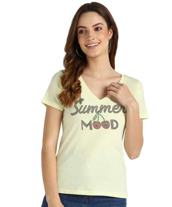 Women's Sequins Motifs Embellished Cotton T-shirt