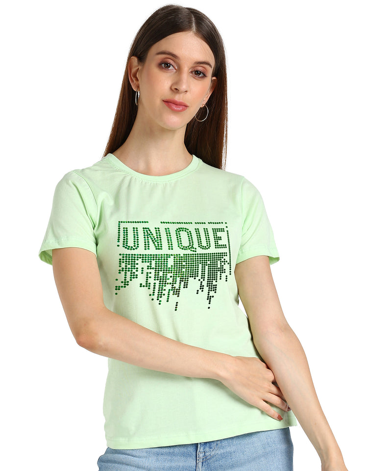 Women's Cotton Sequin Motif T-Shirt Combo