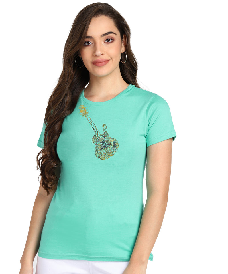 Women’s Cotton Sequin Motifs T-Shirt Combo Pack of 2