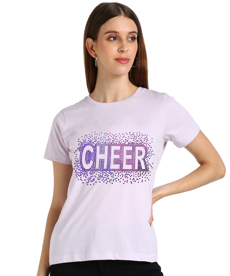 Shimmer in Style with the Pack of 2 Women's Cotton Sequins Motifs T-Shirts