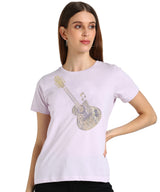 Women's Sequins Motifs Embellished Cotton T-shirt