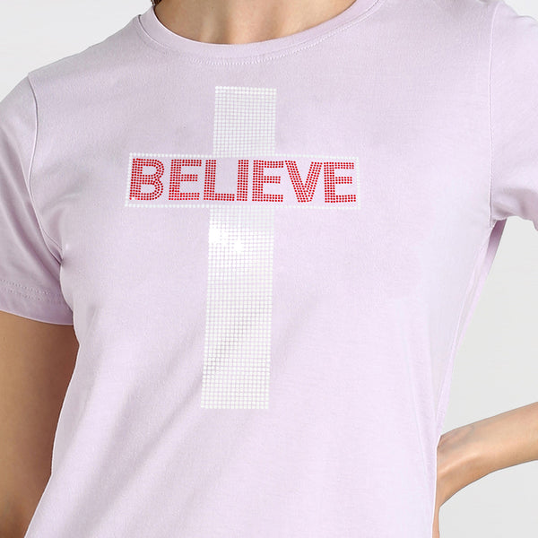 Women's Sequin Motifs Embellished cotton T-shirt