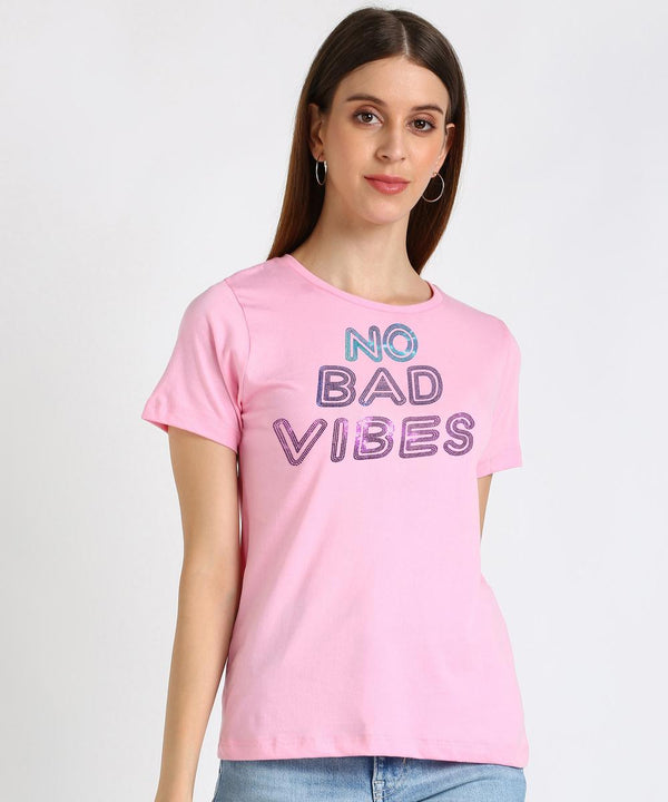 Women's Sequins Motifs Embellished Cotton T-shirt