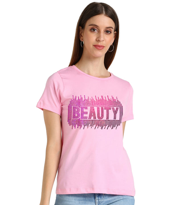 Sparkle Every Day with the Pack of 2 Women's Cotton Sequins Motifs T-Shirts