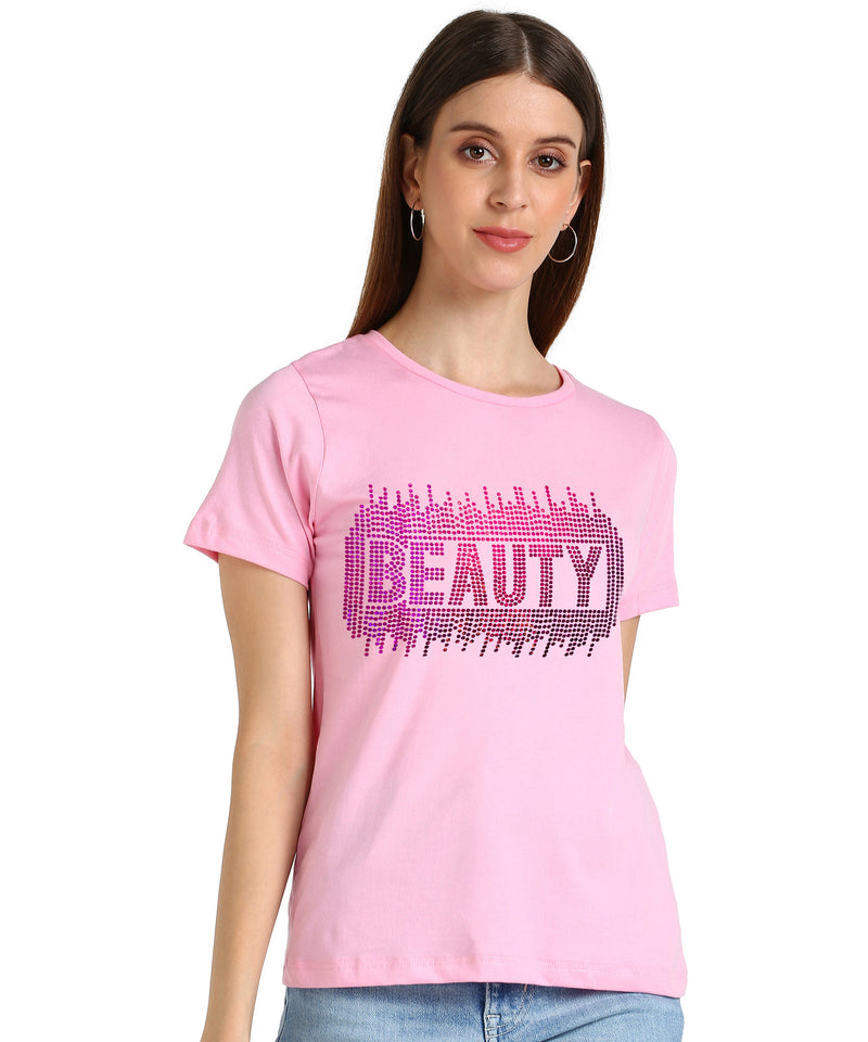 Sparkle Every Day with the Pack of 2 Women's Cotton Sequins Motifs T-Shirts