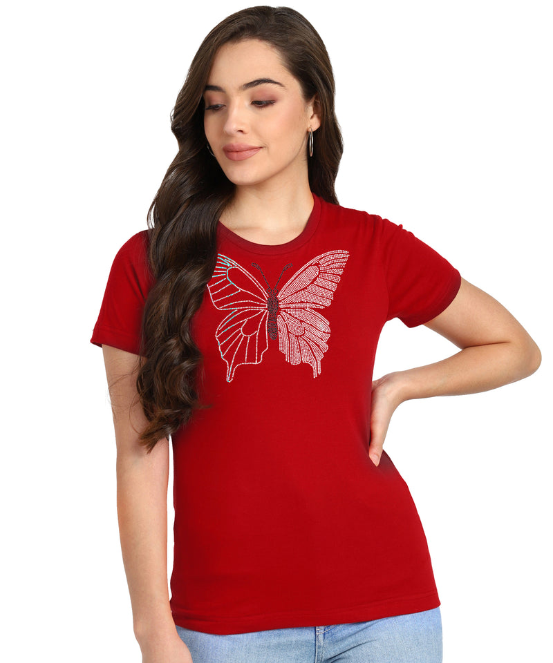 Women's Cotton Sequin Motif T-Shirt Combo