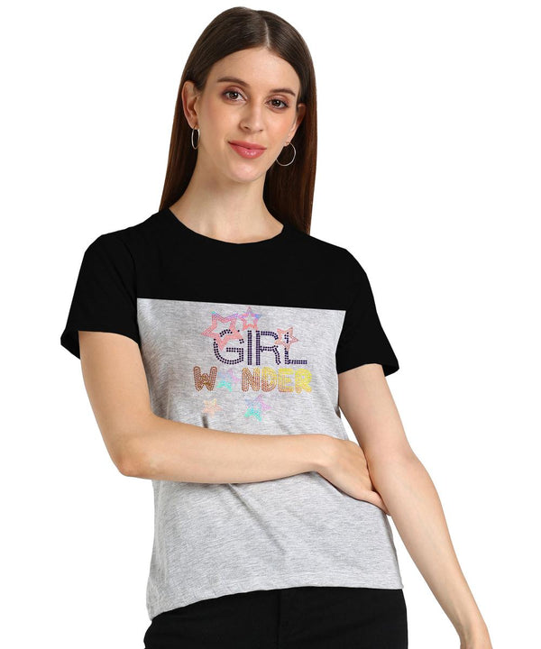 Women's Sequins Motifs Embellished Cotton T-shirt