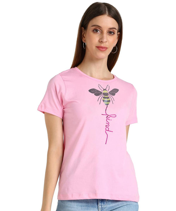 Women's Sequins Motifs Embellished Cotton T-shirt