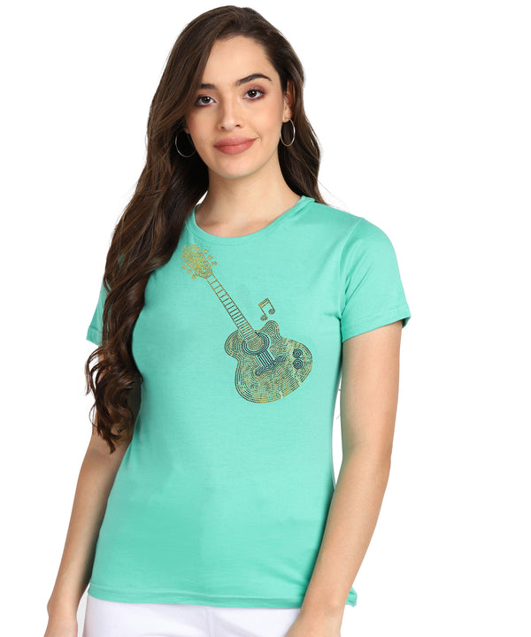 Women's Sequins Motifs Embellished Cotton T-shirt