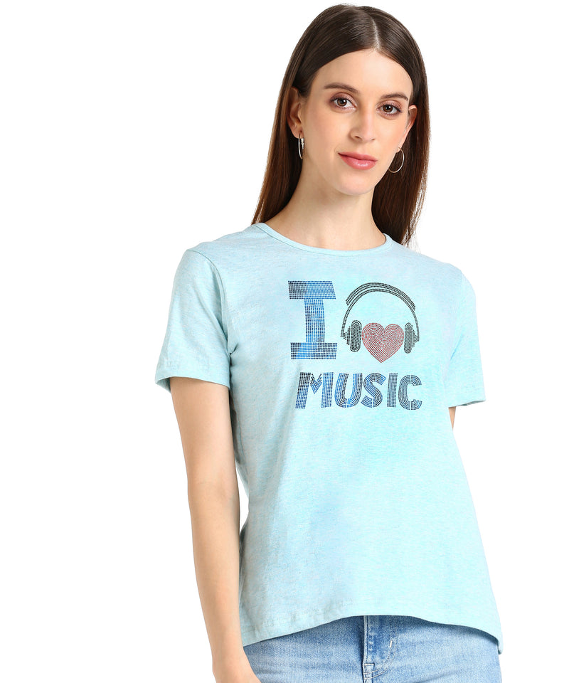 Women's Cotton Sequin Motif T-Shirt Combo