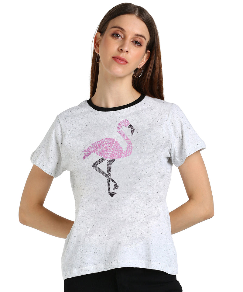 Women’s Cotton Sequin Motifs T-Shirt Combo Pack of 2