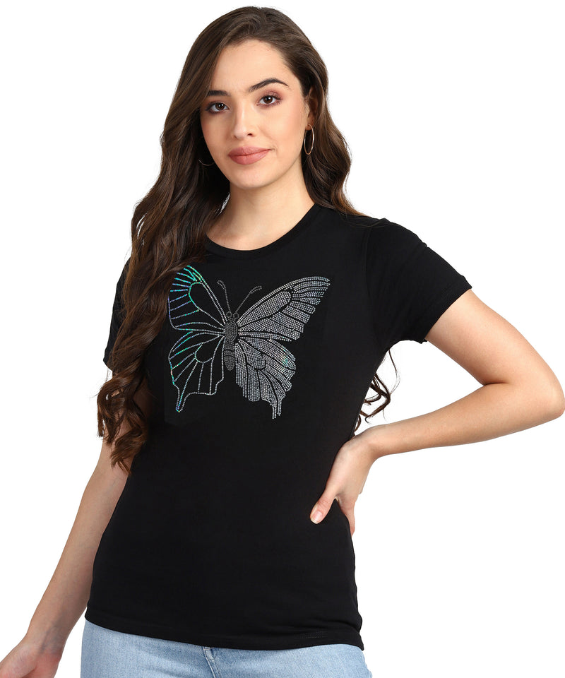 Women's Cotton Sequin Motif T-Shirt Combo