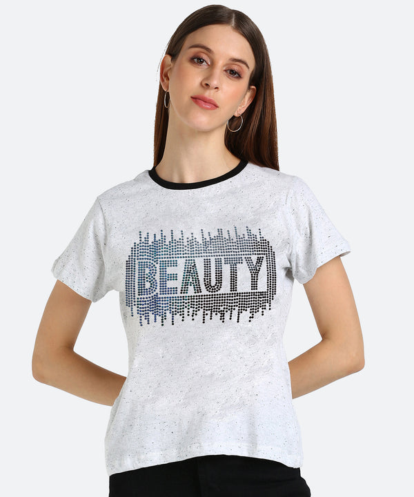 Women's Sequins Motifs Embellished Cotton T-shirt