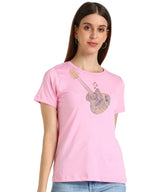 Women's Sequins Motifs Embellished Cotton T-shirt