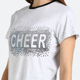 Women Sequins Motifs Embellished Cotton T-shirt