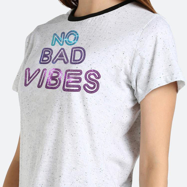 Women's Sequins Motifs Embellished Cotton T-shirt