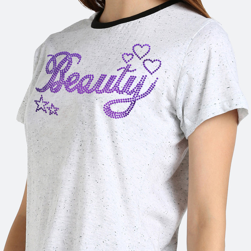 Women Sequins Motifs Embellished Cotton T-shirt