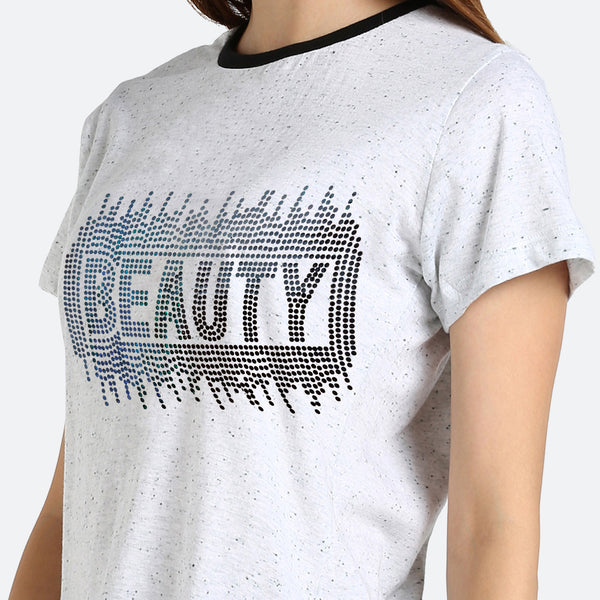 Women's Sequins Motifs Embellished Cotton T-shirt