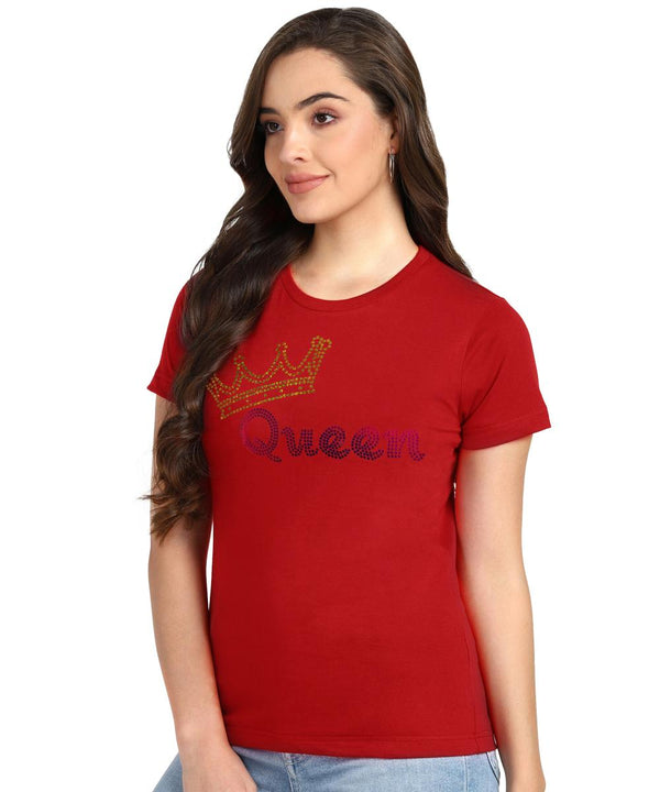 Women's Sequins Motifs Embellished Cotton T-shirt