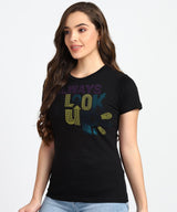 Women's Sequins Motifs Embellished Cotton T-shirt