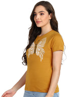 Women Sequins Motifs Embellished Cotton T-shirt