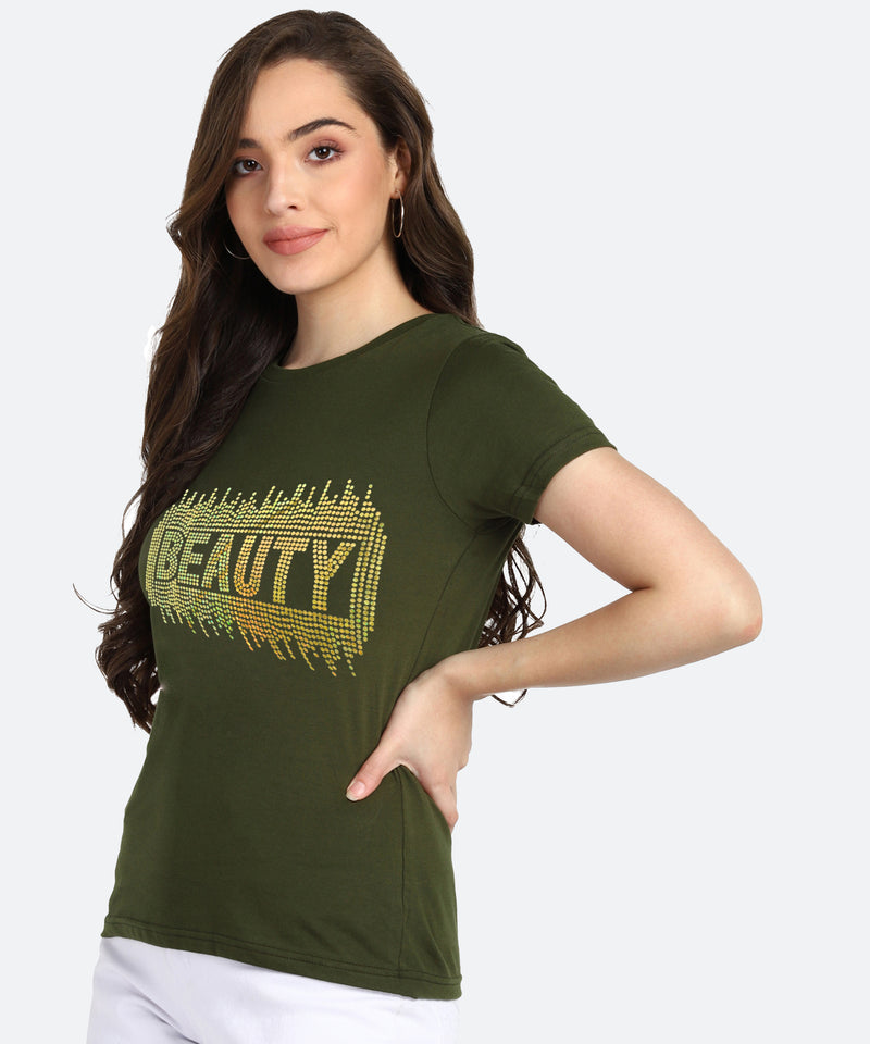 Women's Sequins Motifs Embellished Cotton T-shirt