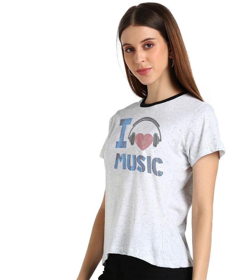 Women's Sequins Motifs Embellished Cotton T-shirt