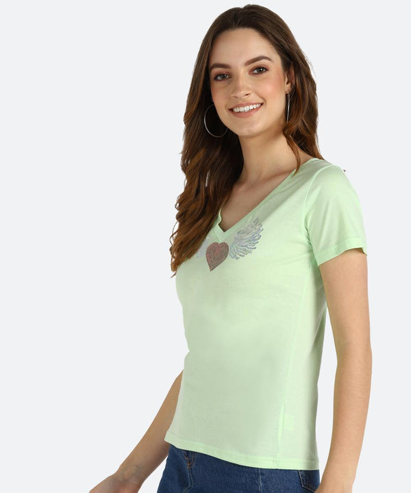 Women's Sequins Motifs Embellished Cotton T-shirt