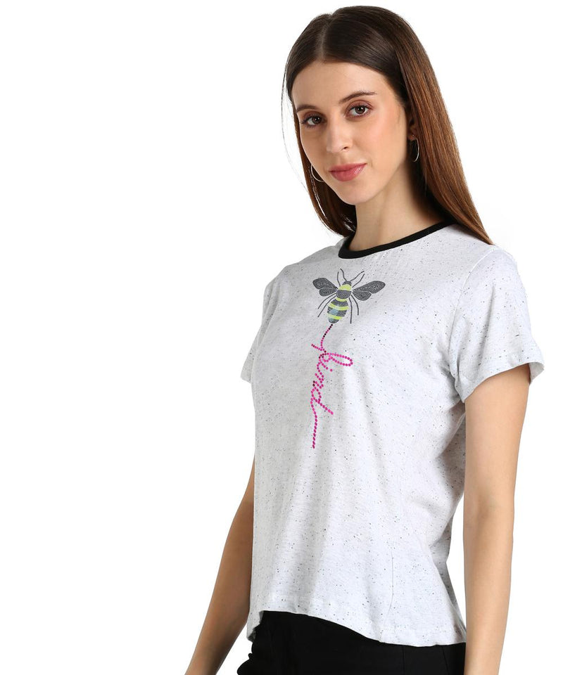 Women's Sequins Motifs Embellished Cotton T-shirt