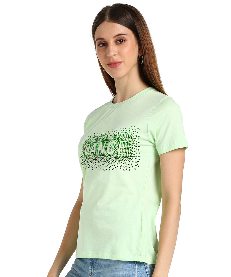 Women's Sequins Motifs Embellished Cotton T-shirt