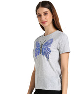 Women Sequins Motifs Embellished Cotton T-shirt