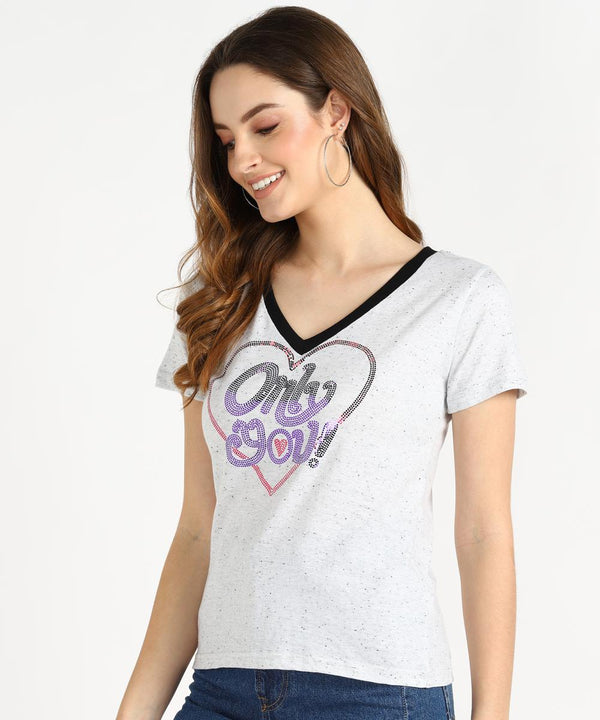 Women's Sequins Motifs Embellished Cotton T-shirt