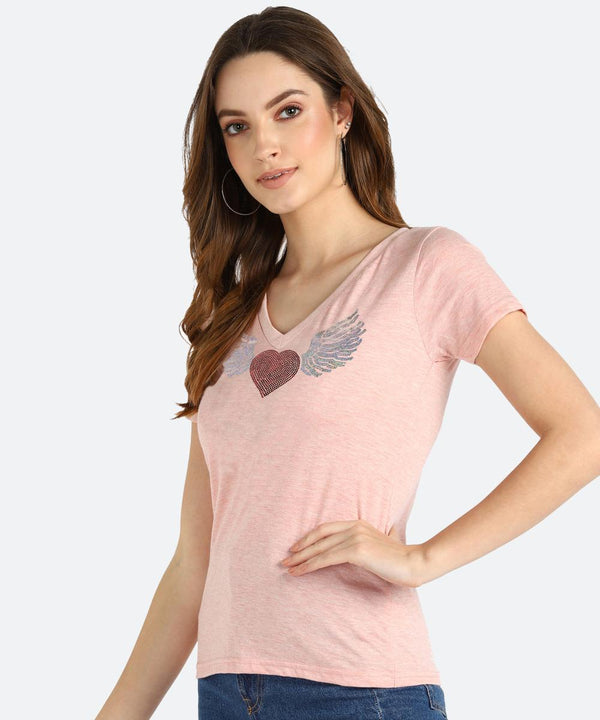 Women's Sequins Motifs Embellished Cotton T-shirt