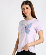 Women's Sequins Motifs Embellished Cotton T-shirt