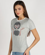 Women's Sequins Motifs Embellished Cotton T-shirt