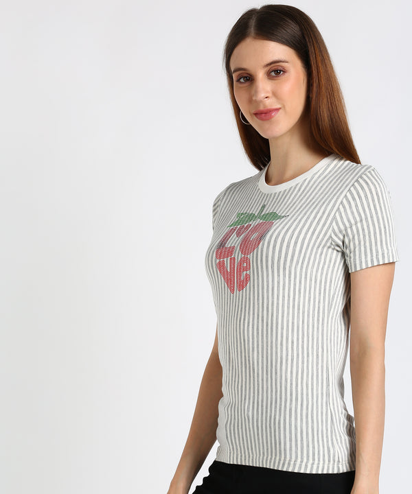 Women's Sequin Motifs Embellished cotton T-shirt