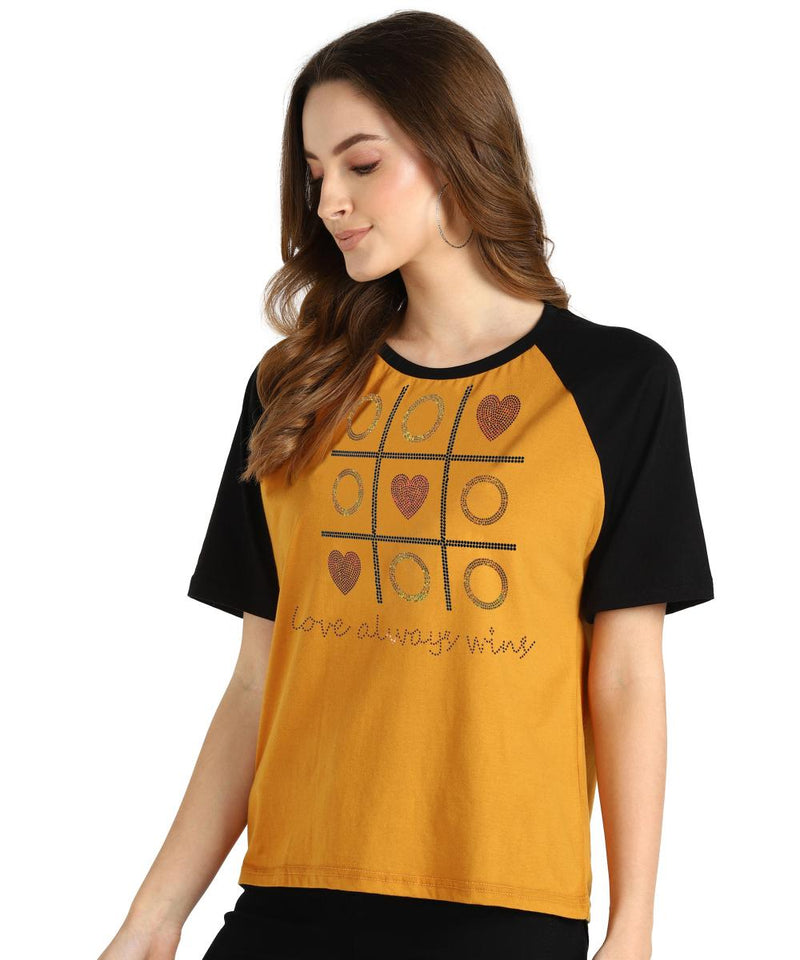 Women's Sequins Motifs Embellished Cotton T-shirt