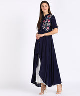 Graceful Floral Embroidered Rayon Shrug Kurti Set