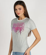 Women's Sequins Motifs Embellished Cotton T-shirt