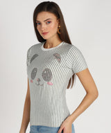 Women's Sequins Motifs Embellished Cotton T-shirt