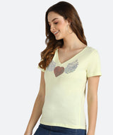 Women's Sequins Motifs Embellished Cotton T-shirt