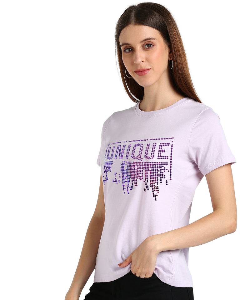 Women's Sequins Motifs Embellished Cotton T-shirt