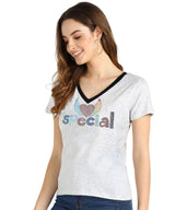 Women's Sequins Motifs Embellished Cotton T-shirt