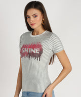 Women's Sequin Motifs Embellished cotton T-shirt