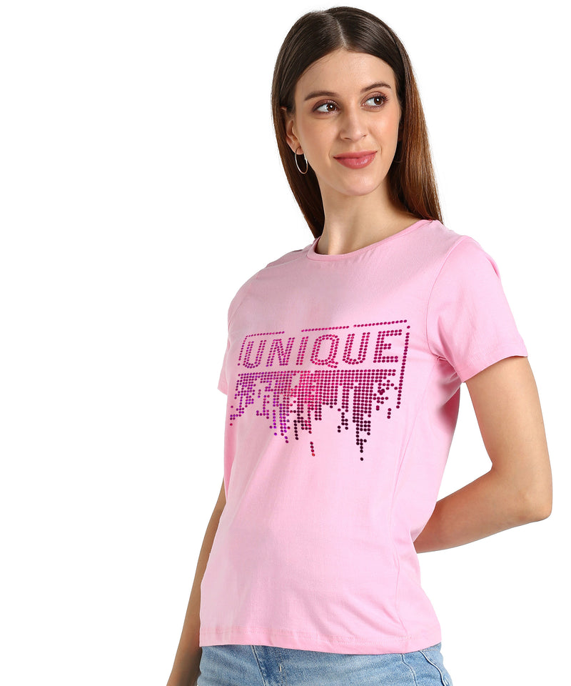 Women's Sequins Motifs Embellished Cotton T-shirt