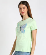 Women's Sequins Motifs Embellished Cotton T-shirt