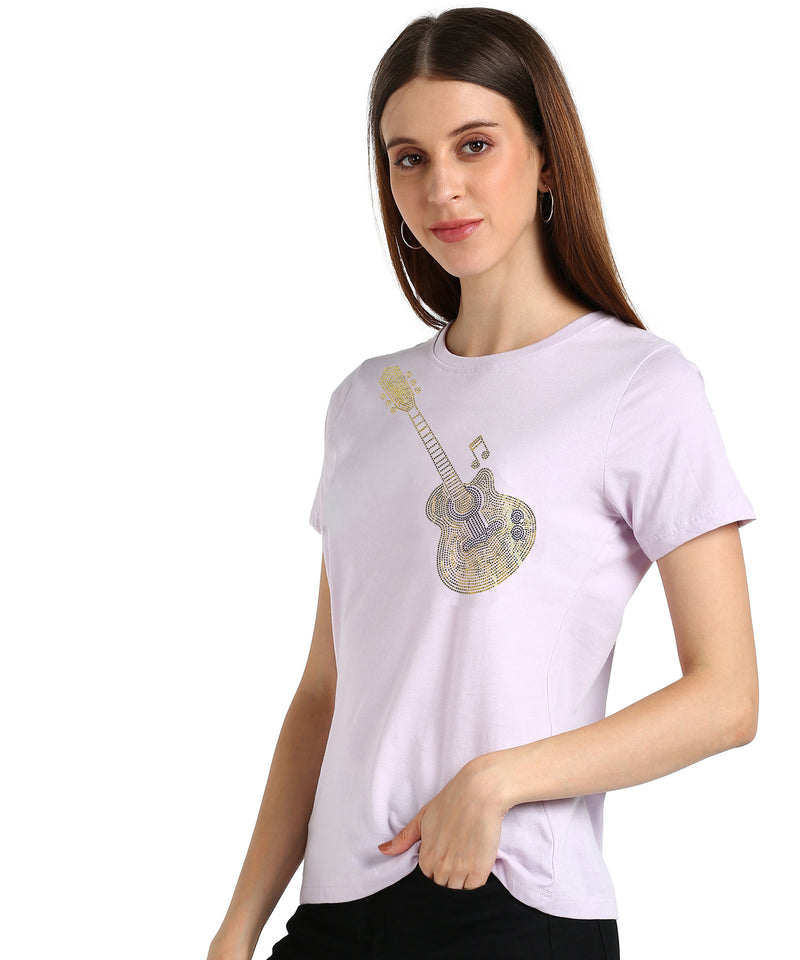 Women's Sequins Motifs Embellished Cotton T-shirt